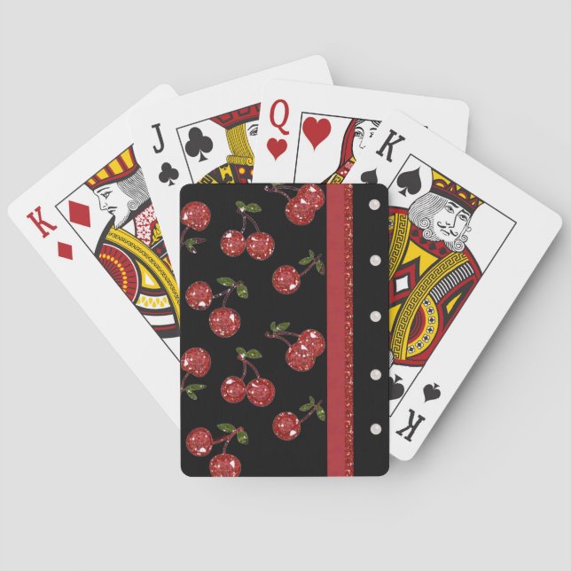 Baraja De Cartas Rockabilly Muy cerezas Cerezas Negro (Reverso)