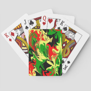 Baraja De Cartas Rojo, amarillo, negro y verde Swirls