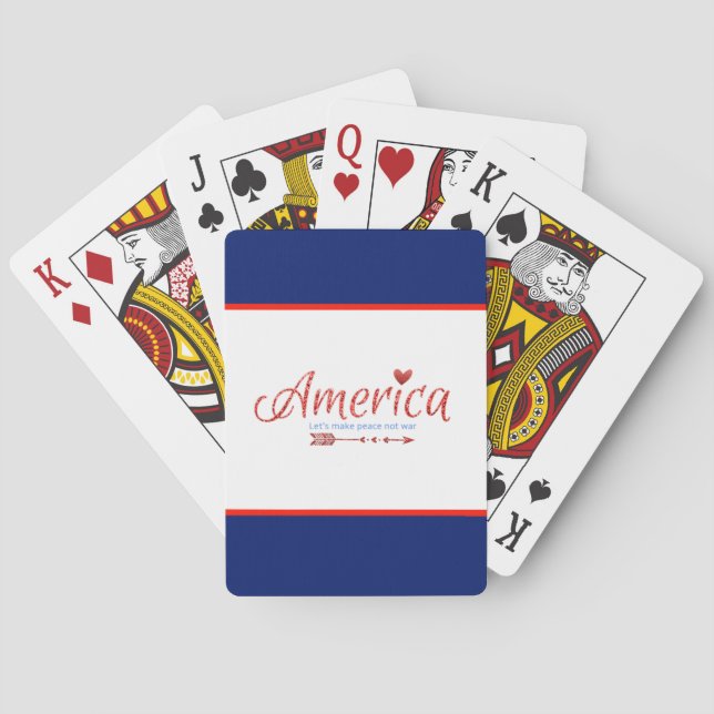 Baraja De Cartas Rojo, blanco, azul, bandera, estrellas, flechas, 4 (Reverso)