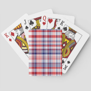 Baraja De Cartas Rojo, blanco, azul de madrás preppy