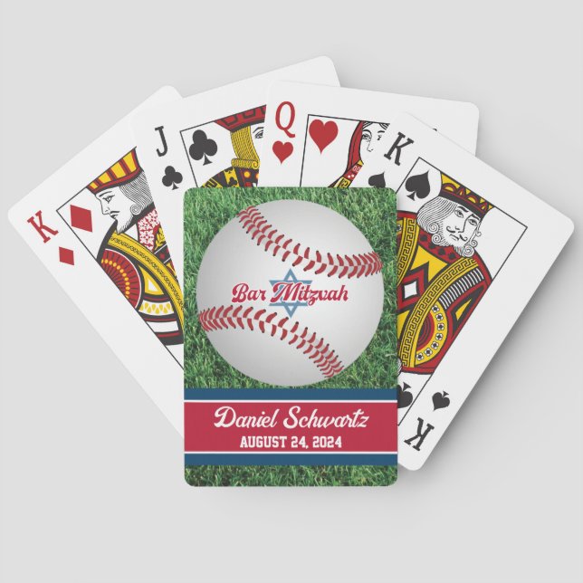 Baraja De Cartas Rojo, Blanco, Bar Naval de béisbol Mitzvah (Reverso)