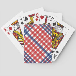 Baraja De Cartas Rojo blanco y azul Gingham Plaid