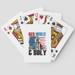 Baraja De Cartas Rojo Blanco y Santo Papa León XIV, 4 de Julio