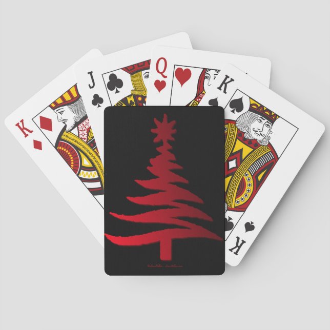 Baraja De Cartas Rojo del patrón del árbol de Navidad (Reverso)
