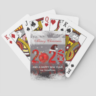Baraja De Cartas Rojo Festivo Feliz Navidad Año Nuevo 2026