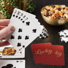 Baraja de Cartas Rojos de Lujo con Escritura Lucky