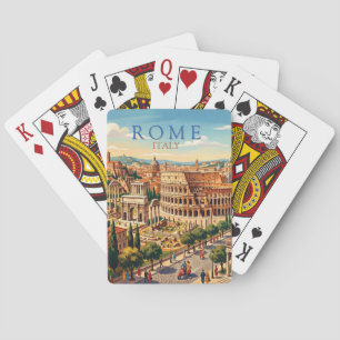 Baraja De Cartas Roma Italia Coliseo Viaje Arte Vintage
