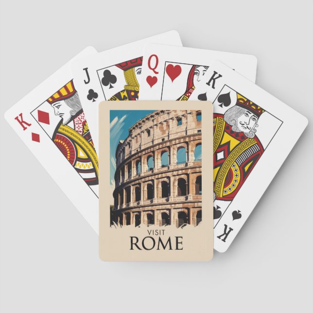 Baraja De Cartas Roma Italia Colosseo Ilustracion arte de viajes (Reverso)