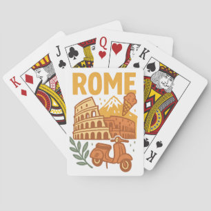 Baraja De Cartas Roma Italia Minimalista Coliseo Dibujado a Mano
