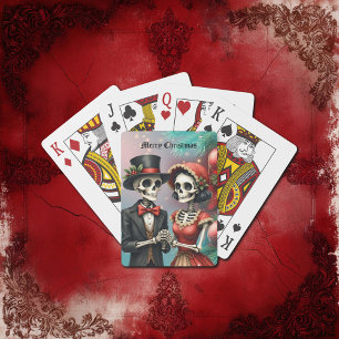 Baraja De Cartas Romance de Hueso de Navidad, una festiva pareja de