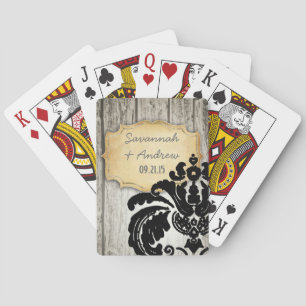Baraja De Cartas Romantic Barn Wood Vintage Gold Black Damask