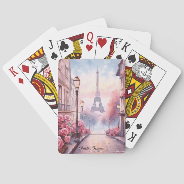 Baraja De Cartas Romantic Paris France – Eiffel Tower Floral (Reverso)