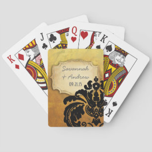Baraja De Cartas Romántico legado vintage rosa dorada damasco negro