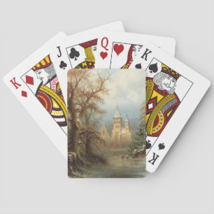 Baraja De Cartas Romántico paisaje invernal con patinadores de hiel