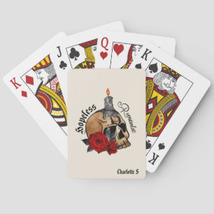 Baraja De Cartas Romántico sin esperanza - Calavera gótica, rosa ro