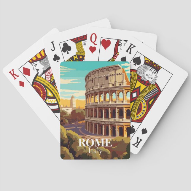 Baraja De Cartas Rome Colosseum Italy Travel Illustration (Reverso)