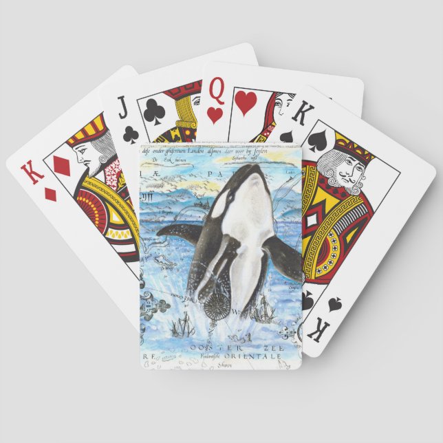 Baraja De Cartas Rompiendo el mapa antiguo de Orca (Reverso)