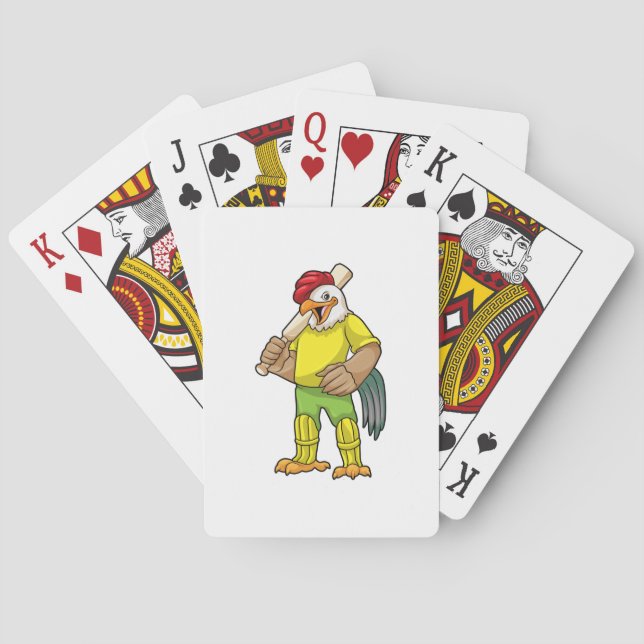 Baraja De Cartas Rooster como bateador con bate de críquet (Reverso)