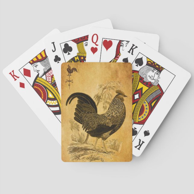Baraja De Cartas Rooster de Acción de Gracias (Reverso)