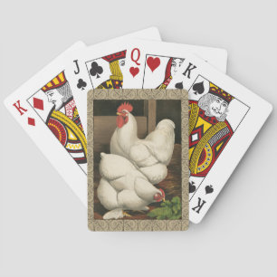 Baraja De Cartas Roosters & Hen afuera de la Casa Hen con la fronte