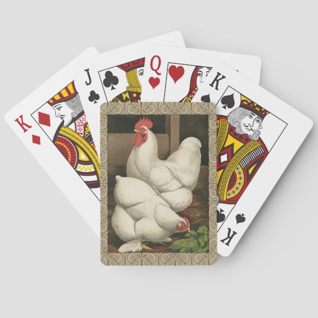 Baraja De Cartas Roosters & Hen afuera de la Casa Hen con la fronte (Reverso)