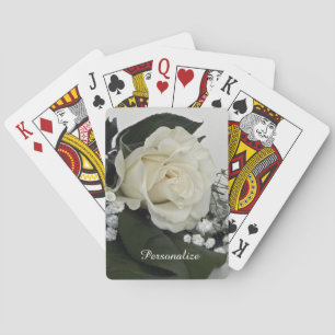 Baraja De Cartas Rosa Blanca Elegante y Romántica Personalizable