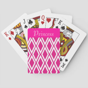 Baraja De Cartas Rosa Caliente y Diamantes Blancos