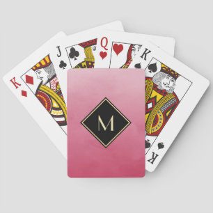 Baraja De Cartas Rosa cepillado elegante con el monograma simple