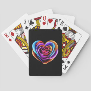 Baraja De Cartas Rosa con forma de corazón colorido-
