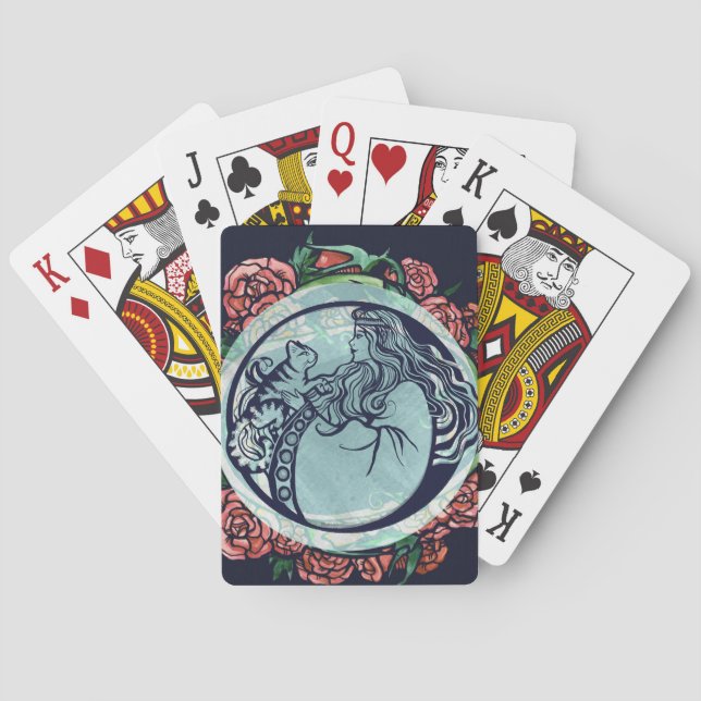 Baraja De Cartas Rosa de la diosa del gato (Reverso)