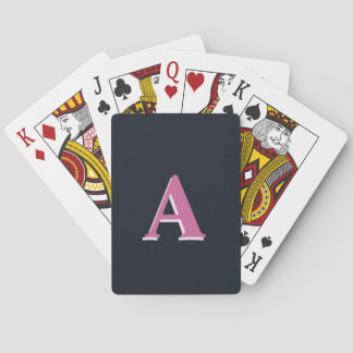 Baraja De Cartas Rosa de la marina profunda monogramado