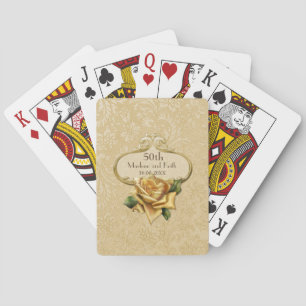 Baraja De Cartas Rosa de oro Damask 50 Boda A