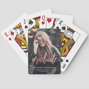 Baraja De Cartas Rosa de Oro Personalizada con Foto y Letra para Gr