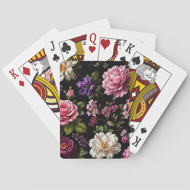 Baraja De Cartas Rosa de terciopelo negro   (Reverso)