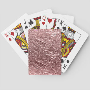 Baraja De Cartas Rosa Dorado Líquido Cromo Metálico Chic Glam