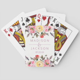 Baraja De Cartas Rosa dulce acuarela Floral Wedding Favor
