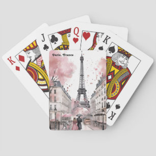 Baraja De Cartas Rosa elegante París Francia Romántica Torre Eiffel