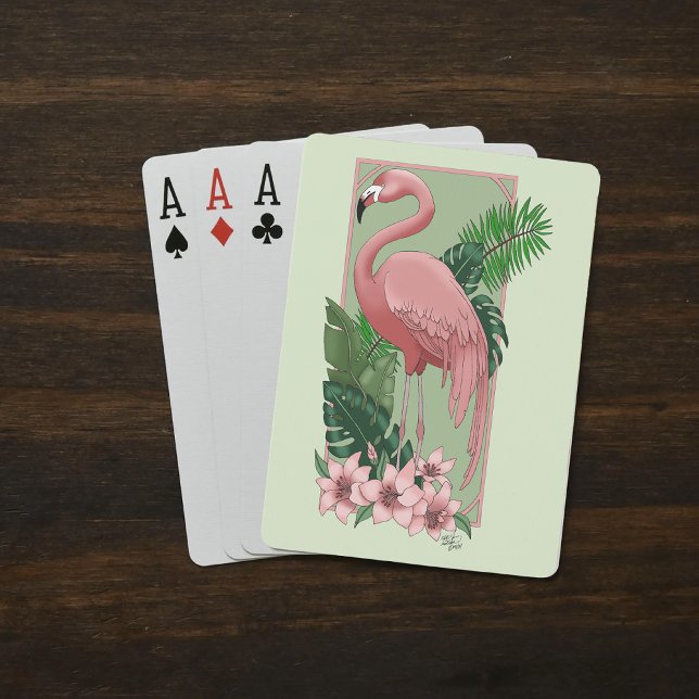 Baraja De Cartas Rosa Flamingo Green Leaves Lily (Subido por el creador)