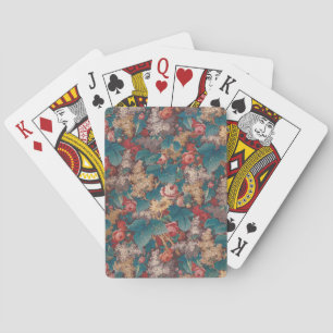 Baraja De Cartas Rosa, Lila, Patrón de Hojas Grandes Jardín Vintage