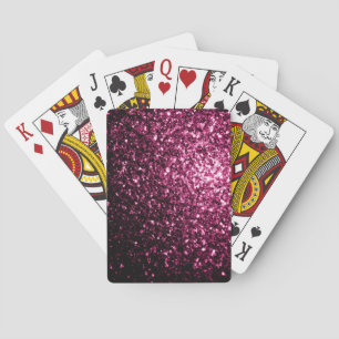 Baraja De Cartas Rosa oscuro falso brillo brilla destellos