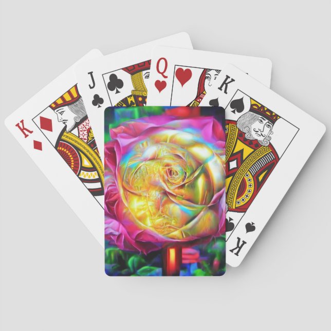 Baraja De Cartas Rosa psicodélico arcoiris (Reverso)