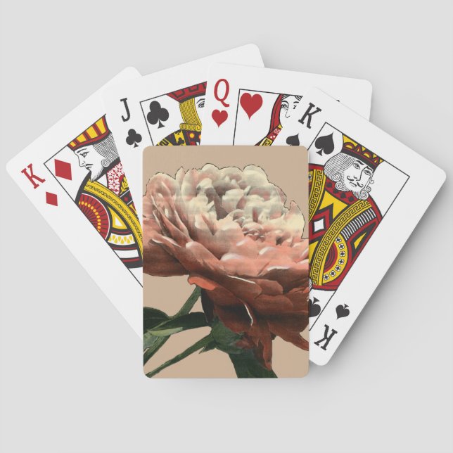 Baraja De Cartas Rosa roja de rubí con acentos blancos (Reverso)