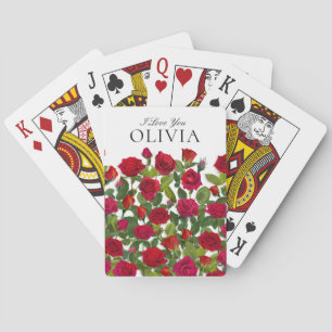 Baraja De Cartas Rosa Roja Moderna Minimalista Nombre Te Amo