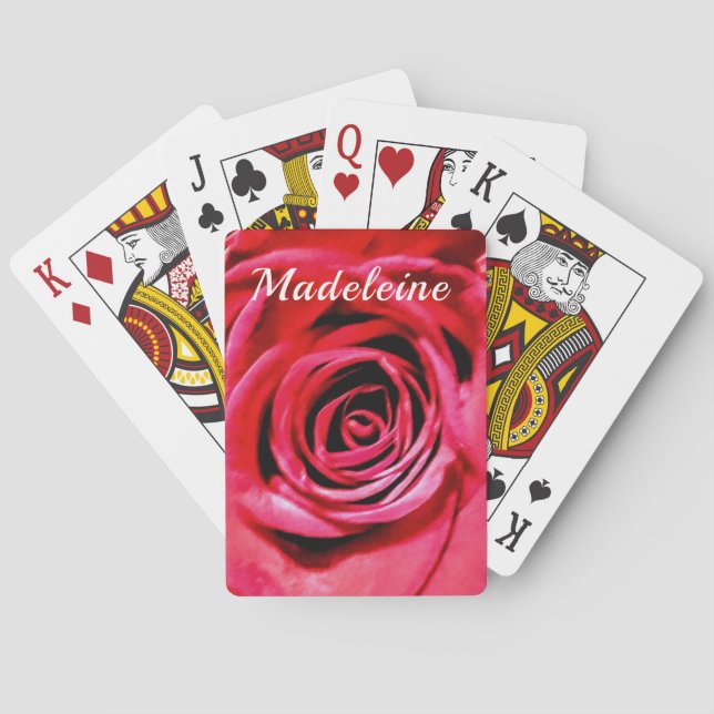 Baraja De Cartas Rosa roja personalizada (Reverso)