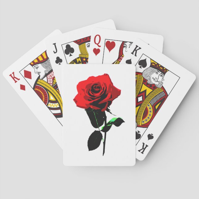 Baraja De Cartas Rosa rojo del vintage hermoso (Reverso)