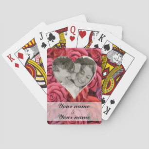 Baraja De Cartas Rosa y corazón románticos personalizados
