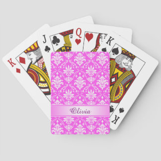 Baraja De Cartas Rosa y Damask nombrado blanco
