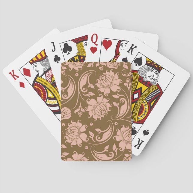 Baraja De Cartas Rosa y estampado de flores de Brown (Reverso)