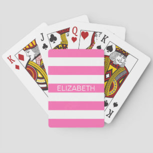 Baraja De Cartas Rosado caliente #2 ¿Qué Horiz Preppy Stripe Nombre