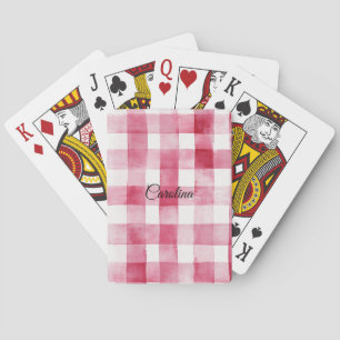 Baraja De Cartas Rosas a cuadros blancos femeninos